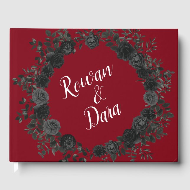 Rose rouge et noir Mariage gothique Livre d'invité (Recto)