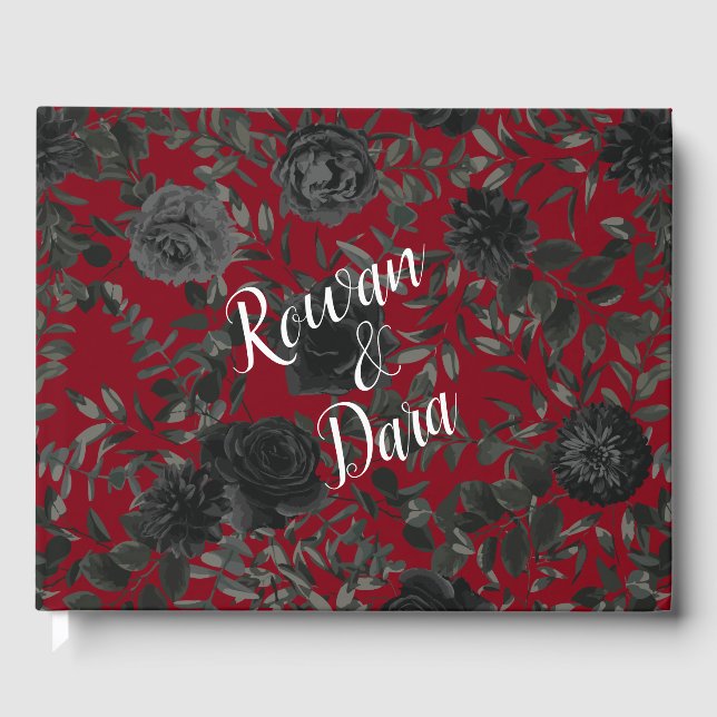 Rose rouge et noir Mariage gothique Livre d'invité (Recto)