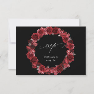 Rose Rouge Floral & Cristal avec RSVP de repas - N