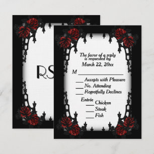 Rose rouge gothique RSVP blanc Menu Choix
