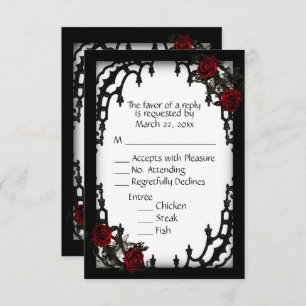Rose rouge gothique RSVP blanc Menu Choix