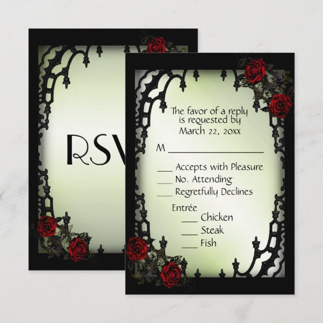 Rose rouge gothique RSVP Green Menu Choix (Devant / Derrière)