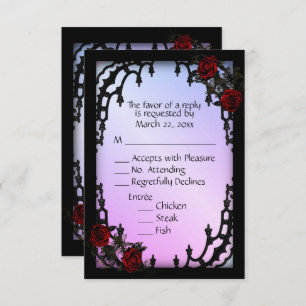 Rose rouge gothique RSVP violet Menu Choix