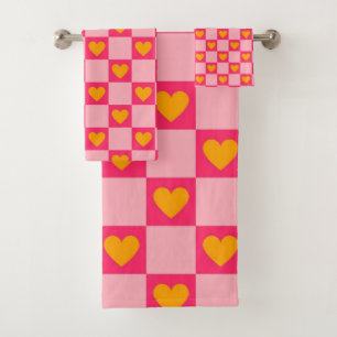 Rose rouge jaune coeur amour À damiers Y2K Motif