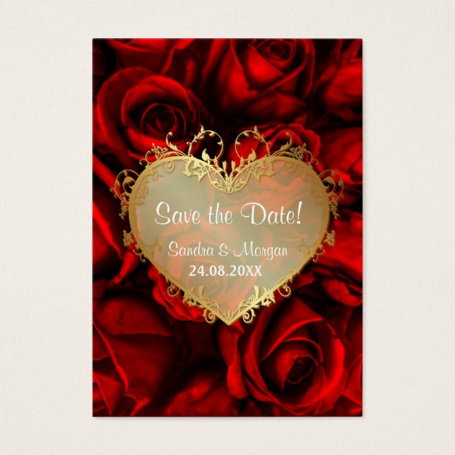 Rose rouge mariage floral Enregistrer la date (Devant)