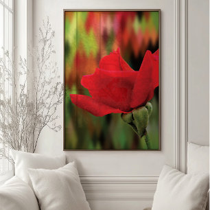 Rose rouge moderne haute poly Art mural botaniqu