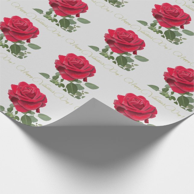 Rose rouge - Red Rose Valentine's Day Geschenkpapier (Ecke)
