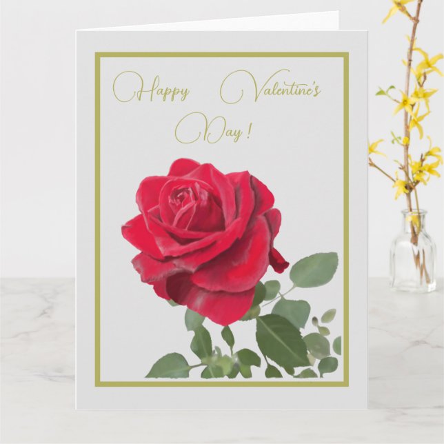 Rose rouge - Red Rose Valentine's Day Karte (Gelbe Blume)