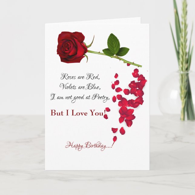 Rose rouge romantique Je t'aime Carte d'anniversai (Devant)