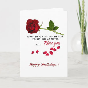 Rose rouge romantique Je t'aime Carte d'anniversai