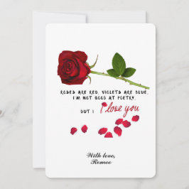 Rose rouge romantique Je t'aime Valentines Carte d
