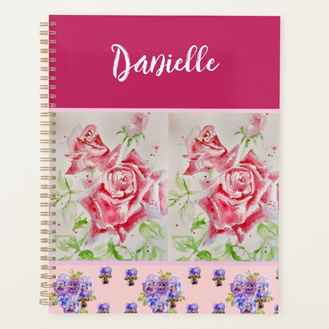 Rose rouge Rose Aquarelle Personnalisable Pink Sha (Devant)