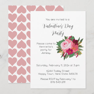 Rose rouge rose Valentine's Day Party Invitation