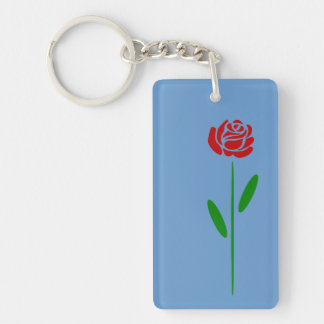 Rose rouge unique Art Déco avec feuilles et tige v