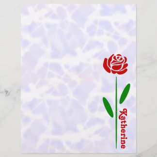 Rose rouge unique Tige verte Feuilles Personnalise