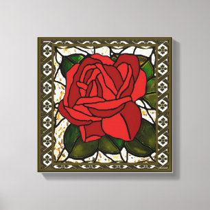 Rose rouge vintage Art Déco