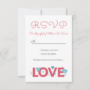 Rose RSVP Amour Mariage Fête Cœurs Papillon