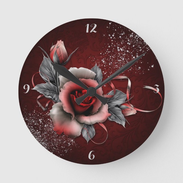 Rose - Runde Uhr (Vorderseite)