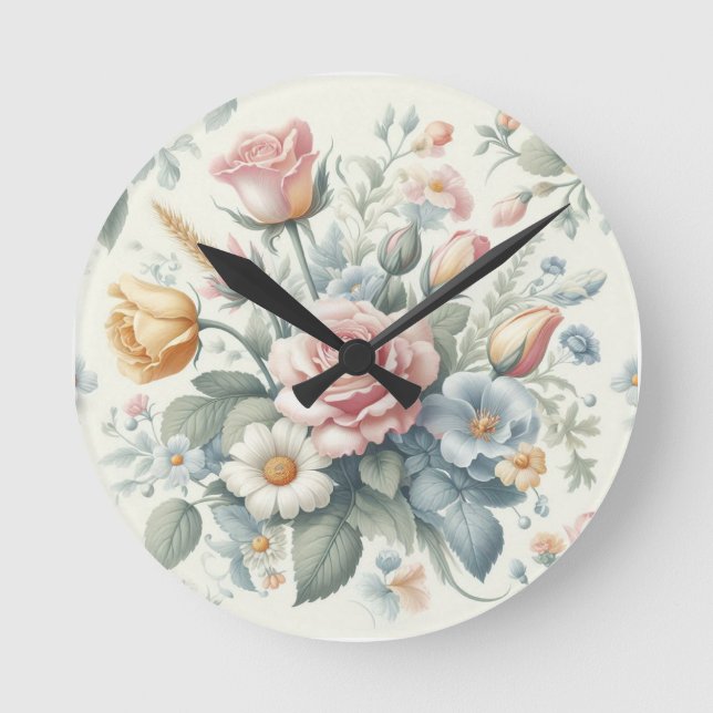 Rose Runde Wanduhr (Vorderseite)