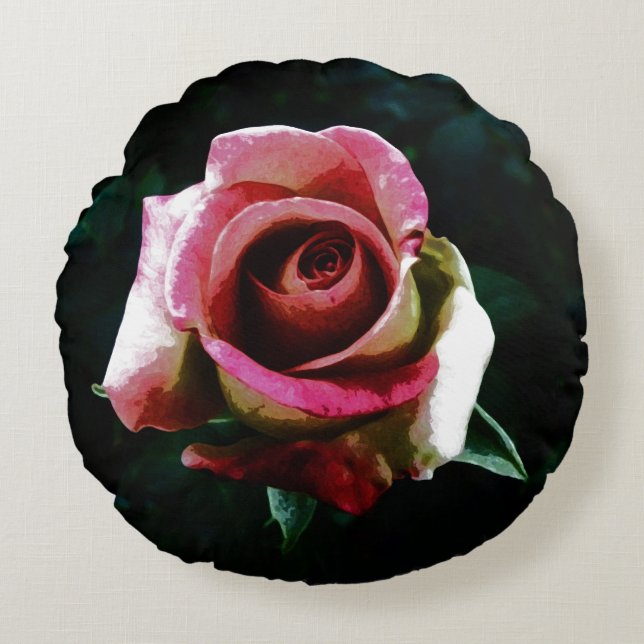 Rose Rundes Kissen (Vorderseite)