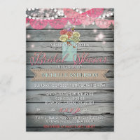 Rose Rustic Mason Jar Brautparty Einladung