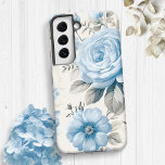 Rose Samsung Galaxy Hülle<br><div class="desc">Dieses zarte künstlerische Design zeichnet sich durch blass staubige Rose,  Wildblumen und Hydrangea-Blüten aus,  die mit hellpastellfarbenem Salbei auf Aubergschalen-Hintergrund geschmückt sind.</div>