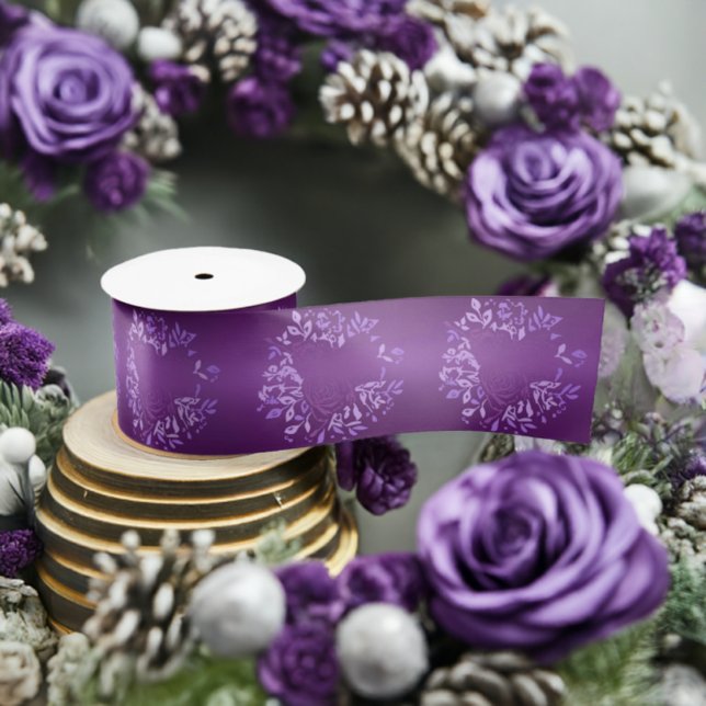 Rose-Satinband (Breite: 3 Zoll) Satinband (Large Violet Rose Satin Ribbon)