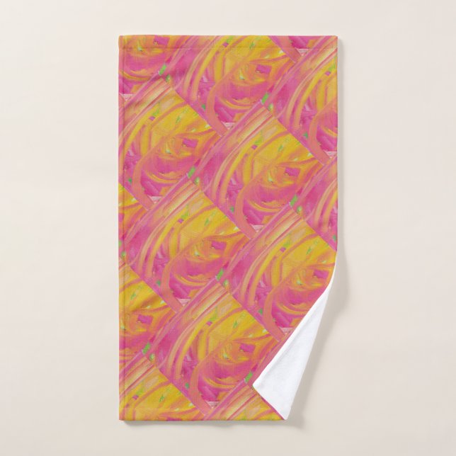 rose saumon avec soleil orange design (Serviette à main)