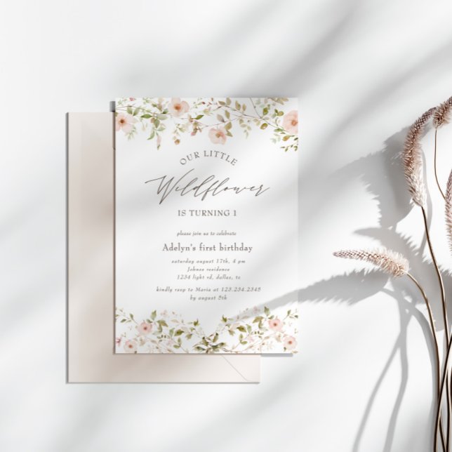 Rose sauvage Baby First Birthday Invitation (Créateur téléchargé)