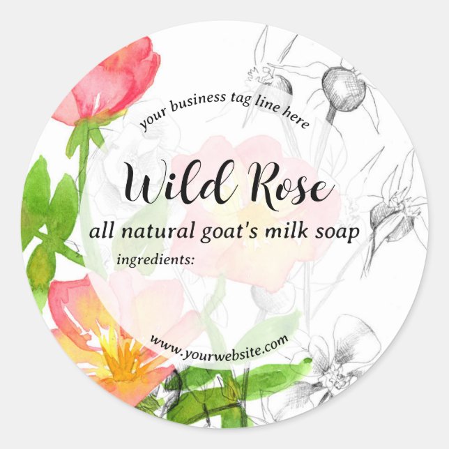 Rose sauvage Soap fait main Étiquette de produit d (Devant)