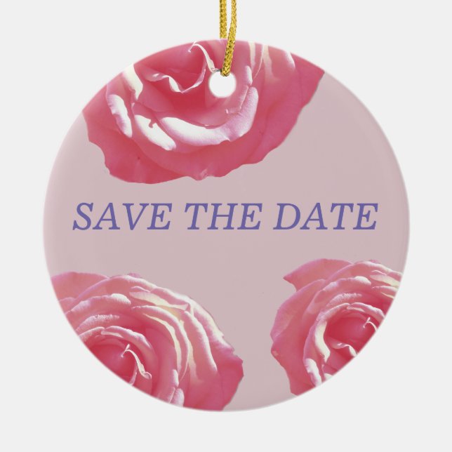 Rose Save the Date Keramik Ornament (Vorne)