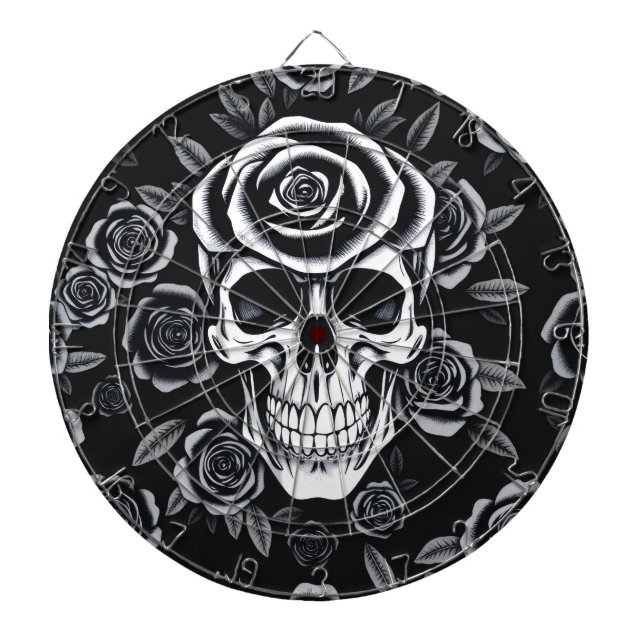 Rose-Schädel-Dartboard Dartscheibe (vorne)