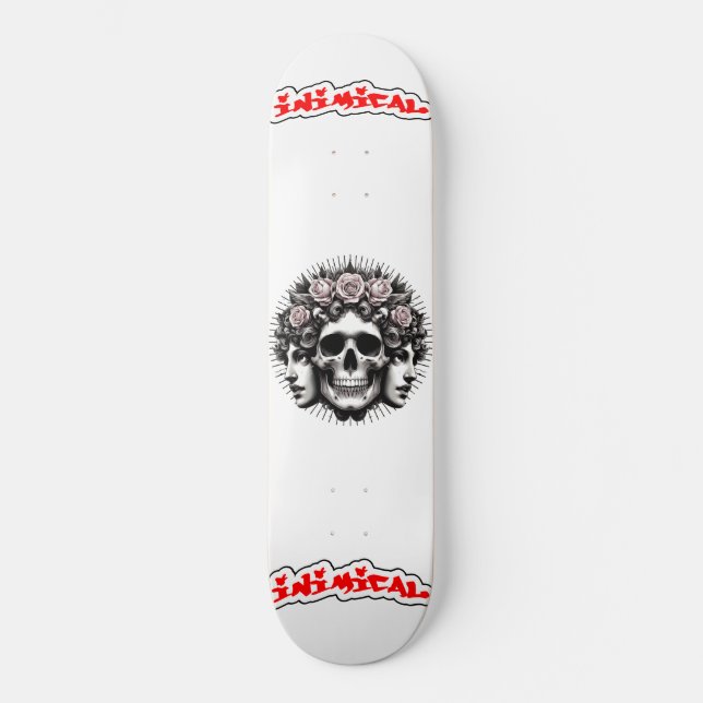 Rose-Schädel Skateboard (Vorderseite)