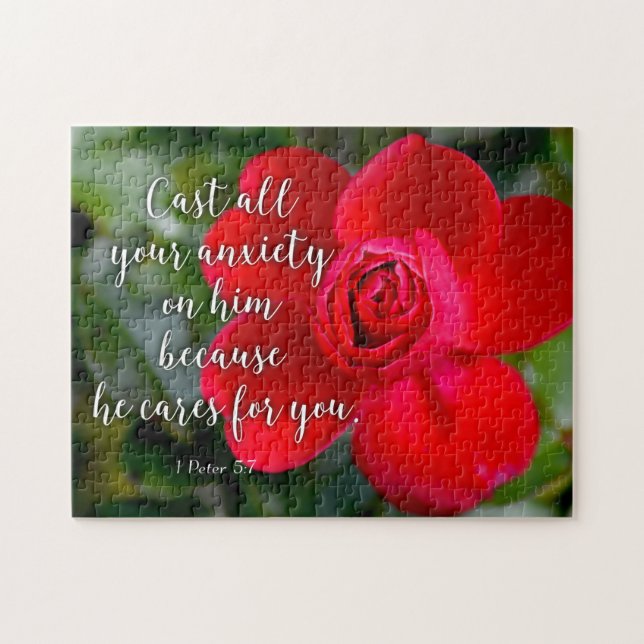 Rose Schlagen Sie all Ihre Angst Christliche Bibel (Horizontal)