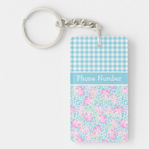 Rose, Schmetterlinge, Gingham Custom Schlüsselanhä Schlüsselanhänger