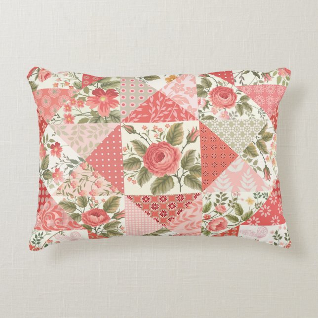 Rose Schmetterlinge Nahtlose Patchwork Dekokissen (Vorderseite)