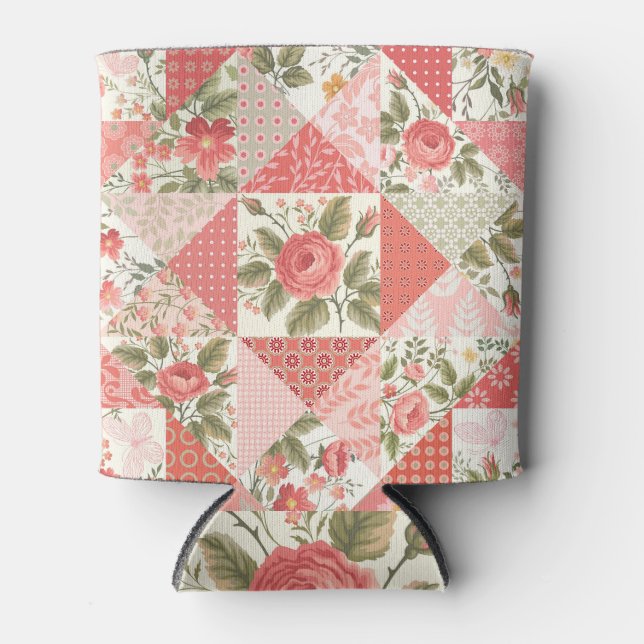 Rose Schmetterlinge Nahtlose Patchwork Dosenkühler (Vorderseite)