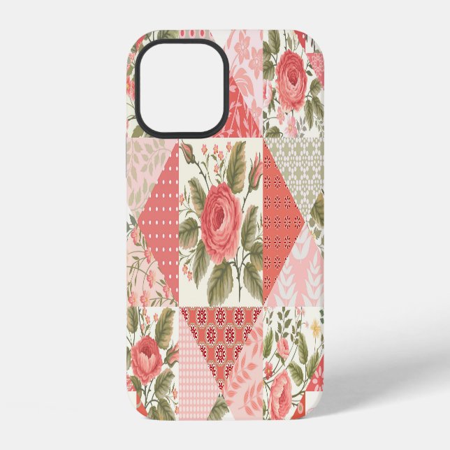 Rose Schmetterlinge Nahtlose Patchwork iPhone 12 Hülle (Rückseite)