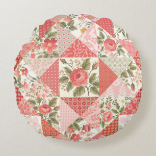 Rose Schmetterlinge Nahtlose Patchwork Rundes Kissen