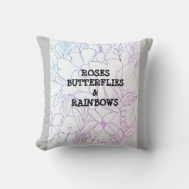 Rose Schmetterlinge und Regenbogen Vivid Kissen