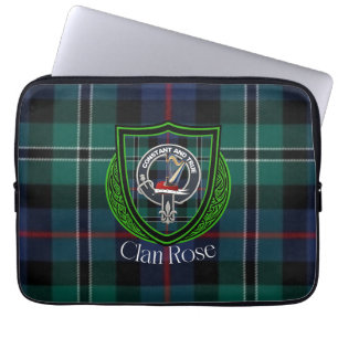 Rose schottischer Clan Tartan und Wappen Laptopschutzhülle