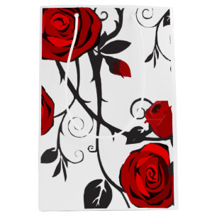 Rose schwarz und rot  mittlere geschenktüte