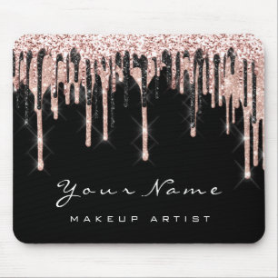 Rose Schwarz-weiß Glitzer Name Makeup Wax Lashes Mousepad