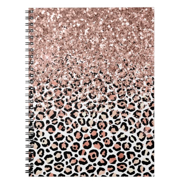 Rose Schwarz-weiß Leopard Glitzer Sparkor Notizblock (Vorderseite)
