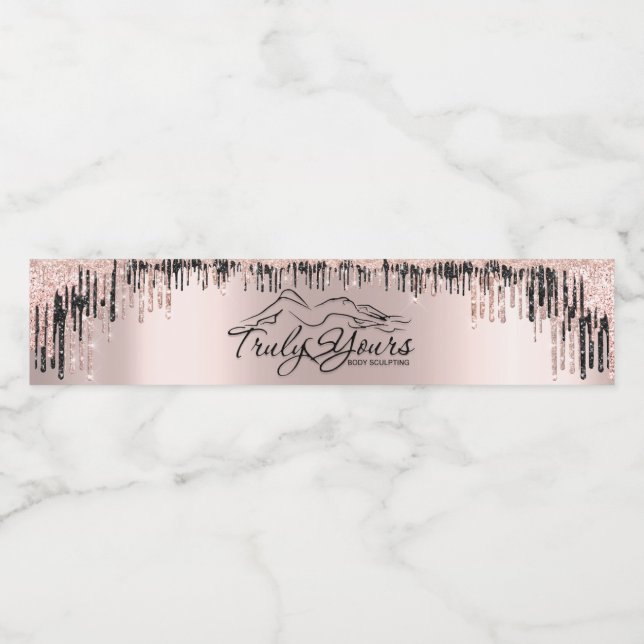 Rose Schwarze Tropfen Körperschweißlogos (Einzelnes Label)