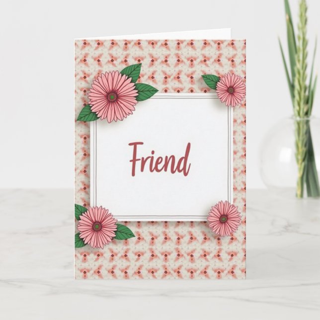 Rose-Script-Freundeskarte Karte (Vorderseite)