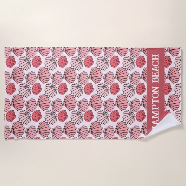 Rose Seashell Pattern Beach Handtuch - Benutzerdef (Vorderseite)