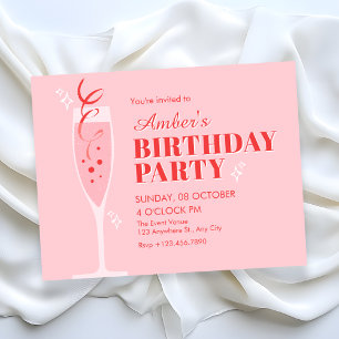 Rosé-Sekt-Cocktail-Geburtstag Einladung