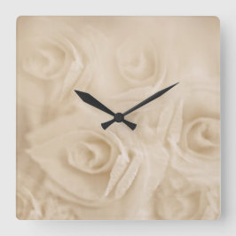 Rose Sepia Quadratische Wanduhr