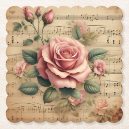 Rose & Sheet Music Papier Untersetzer – Mehr Forme